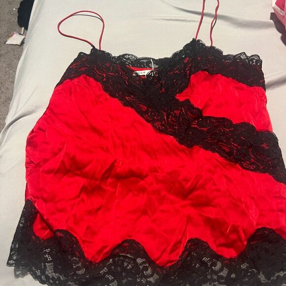 Alice + Olivia Dorine Mock-Wrap Lace-Trim Silk Camisole Top size M - Picture 4 of 9